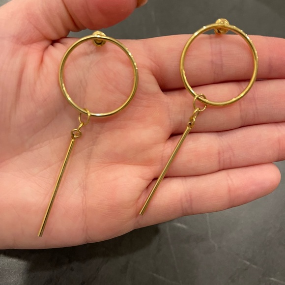 Uncommon James Stud Gold Dangly Earrings - Picture 3 of 5